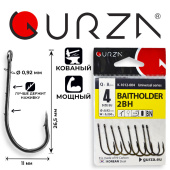 Крючки Gurza-BAITHOLDER Ring (2BH) BN №.4 (8шт/уп)