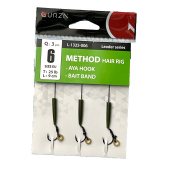 Поводок c крючком Gurza-METHOD Hair Rig AYA HOOK BAIT BAND №6 90mm/25LB 3шт.x5