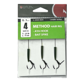 Поводок c крючком Gurza-METHOD Hair Rig AYA HOOK BAIT SPIKE №4 90mm/25LB 3шт.x5