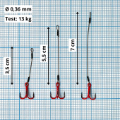 Стингеры Gurza-LEADER STINGER RIG ST-36 № 8 Ruv (3шт/уп) (L=5/7/8,5сm)
