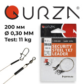  Поводок с застежкой Gurza-SECURITY STEEL 1X7 L 200/0,30mm (2шт/уп) Test 11kg