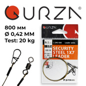  Поводок с застежкой Gurza-SECURITY STEEL 1X7 L 800/0,42mm (2шт/уп) (Test 20kg)
