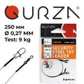  Поводок с застежкой Gurza-SECURITY STEEL 1X7 L 250/0,27mm (2шт/уп) (Test 9kg)