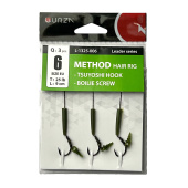 Поводок c крючком Gurza-METHOD Hair Rig TSUYOSHI HOOK BOILIE SCREW №6 90mm/25LB 3шт.x5