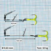 Стингеры Gurza-LEADER STINGER RIG ST-36 № 3/0 CHuv (2шт/уп) (L=13 и 16 сm)