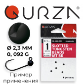 Вольфрамовые головки Gurza-Slotted tungsten beads MT BK N1 (0,092 г / Ø 2,3 мм) (5шт/уп)