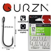 Крючки Gurza-Sport MH-14 №12 BN (15шт/уп) (широкое ухо)