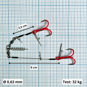 Стингеры Gurza-COMBI STINGER RIG DUO ST-36 № 1/0 Ruv (1шт/уп) L 15 Ø 0,63 test 32 kg 