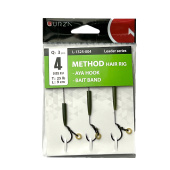 Поводок c крючком Gurza-METHOD Hair Rig AYA HOOK BAIT BAND №4 90mm/25LB 3шт.x5