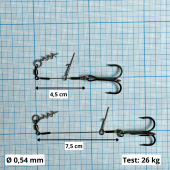 Стингеры Gurza-LEADER STINGER RIG ST-36 № 1/0 BC (2шт/уп) (L=9 и 12 сm) Ø 0,54 mm test 26 kg