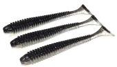 Силиконовая приманка FISHING STYLE SPRING TAIL 4"(102 мм) уп.6 шт.#001 Silver Black