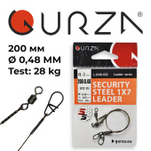  Поводок с застежкой Gurza-SECURITY STEEL 1X7 L 200/0,48mm (2шт/уп) (Test 28kg)