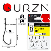 Крючки Gurza-RYUSEN 2BH BN №12 (10шт/уп)