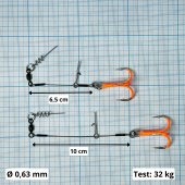 Стингеры Gurza-LEADER STINGER RIG ST-36 № 3/0 ORuv (2шт/уп) (L=13 и 16 сm) Ø 0,63 mm test 32 kg 