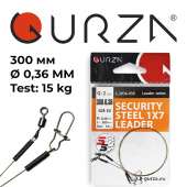  Поводок с застежкой Gurza-SECURITY STEEL 1X7 L 300/0,36mm (2шт/уп) (Test 15kg)