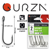 Крючки Gurza-Sport MH-14 №.2 BN (10шт/уп) (широкое ухо)