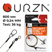  Поводок с застежкой Gurza-SECURITY STEEL 1X7 L 800/0,54mm (2шт/уп) (Test 36kg)