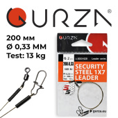  Поводок с застежкой Gurza-SECURITY STEEL 1X7 L 200/0,33mm (2шт/уп) (Test 13kg)