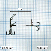 Стингеры Gurza-LOWER STINGER RIG DUO ST-36 №4 BC (1шт/уп) Ø 0,54 mm test 26 kg 