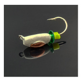 Мормышка WORMIX Нимфа 4 "Белая" с медной коронкой крючок № 12 0,9 гр. 5053 уп(10шт)