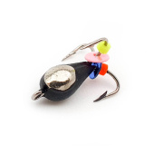 Мормышка WORMIX Чертик 2 "Короткий" с серебряной коронкой крючок № 16 0,2 гр. 1572 уп(10шт)