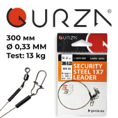  Поводок с застежкой Gurza-SECURITY STEEL 1X7 L 300/0,33mm (2шт/уп) (Test 13kg)