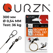  Поводок с застежкой Gurza-SECURITY STEEL 1X7 L 300/0,54mm (2шт/уп) (Test 36kg)