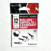 Застежка с вертлюжком Gurza-Rolling Swivel SS/CRANKBAIT SNAP BM №12 (4шт./уп) (TEST 12 kg,W:0,147 g)