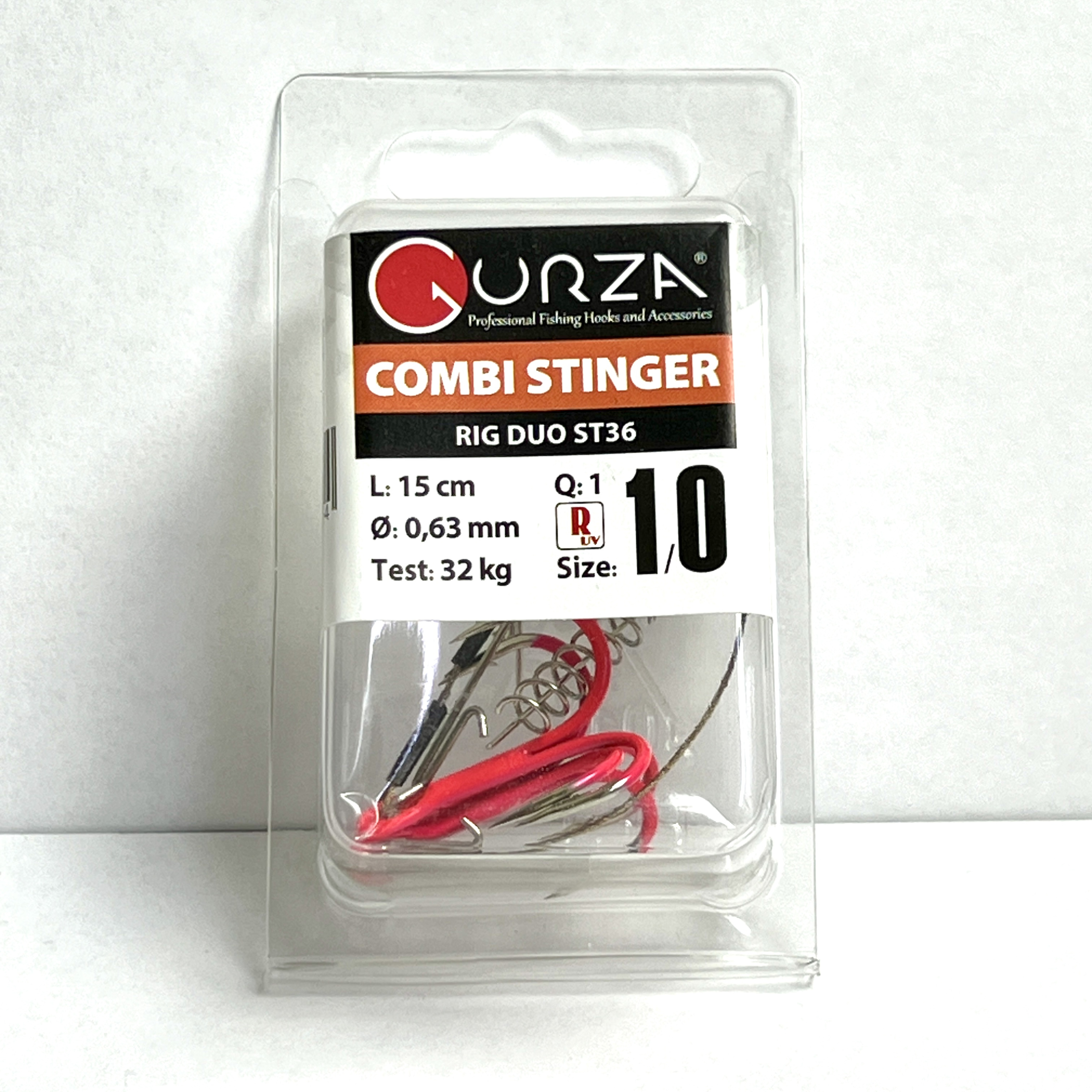 Стингеры Gurza-COMBI STINGER RIG DUO ST-36 № 1/0 Ruv (1шт/уп) L 15 Ø 0,63 test 32 kg 