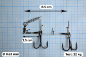 Стингеры Gurza-LOWER STINGER RIG ST-36 № 1/0 BC (1шт/уп) Ø 0,63 mm test 32 kg