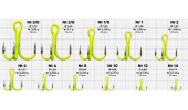 Крючки Gurza-Round treble hook ST-36 UV CHARTREUSE № 1/0 BC (20шт/уп)